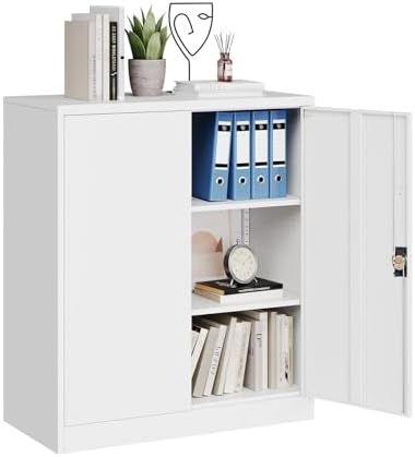 MIIIKO Lockable Black Metal Storage Cabinet | 5 Shelves | Tall Tool Cabinet for Garage and Office | Security Features wi