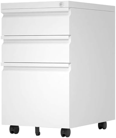 Aobabo Lockable 2 Drawer File Cabinet for Home Office – Metal Filing Cabinet with Wheels, Business Card Slot, Legal/Lett