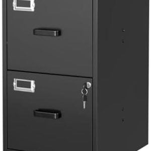 Vertical File Cabinet with Lock | 2 Drawer Steel Filing Storage for Home & Office | Secure Letter Size File Organizer |