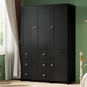 VOWNER Armoire Wardrobe Closet with Drawers and Mirror | Large Capacity Clothing Storage Cabinet for Bedroom | 71" Woode