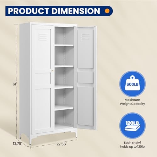 MIIIKO Metal Locker 2-Door Storage Cabinet | Versatile Accent for Kitchen, Pantry, Office, Garage | Durable Recycled Mat