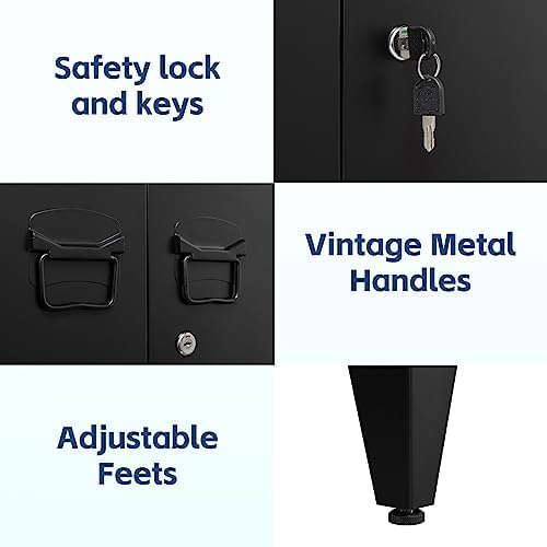 MIIIKO Metal Locker 2-Door Storage Cabinet | Versatile Accent for Kitchen, Pantry, Office, Garage | Durable Recycled Mat