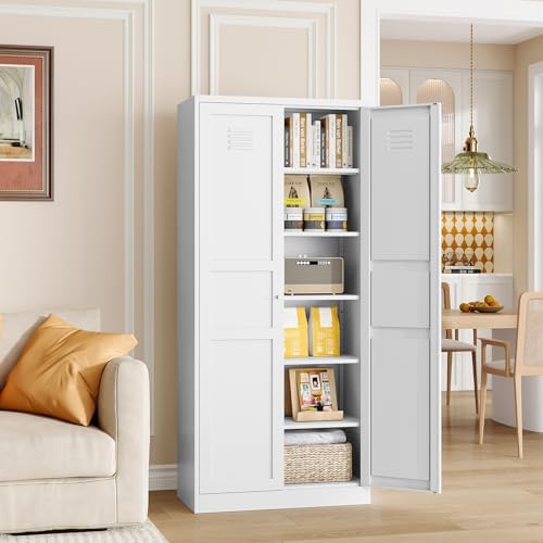 MIIIKO Metal Locker 2-Door Storage Cabinet | Versatile Accent for Kitchen, Pantry, Office, Garage | Durable Recycled Mat