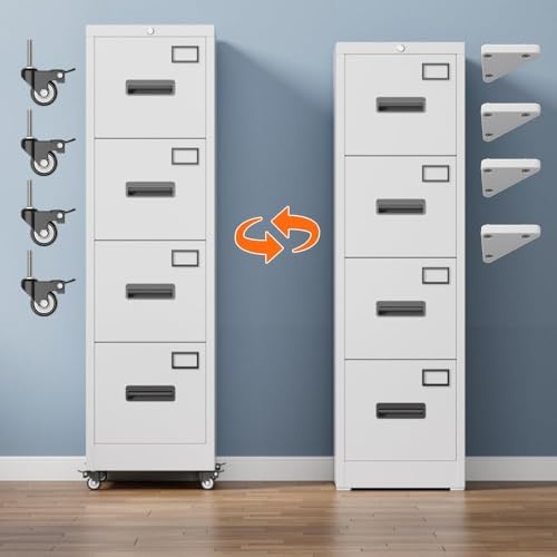 Aobabo Lockable 2 Drawer File Cabinet for Home Office – Metal Filing Cabinet with Wheels, Business Card Slot, Legal/Lett