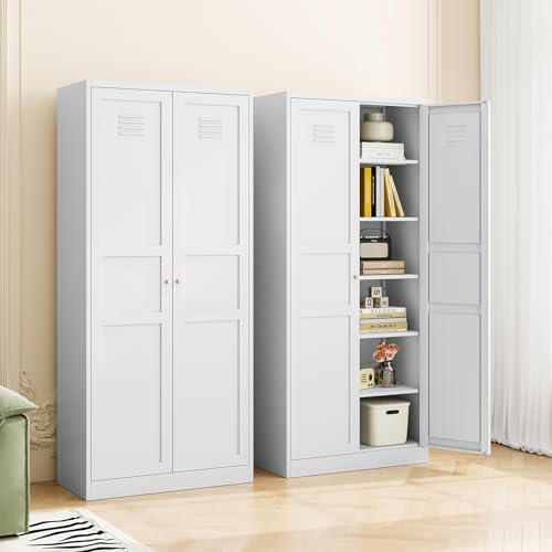 MIIIKO Metal Locker 2-Door Storage Cabinet | Versatile Accent for Kitchen, Pantry, Office, Garage | Durable Recycled Mat
