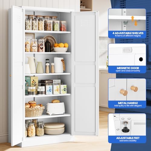 MIIIKO Metal Locker 2-Door Storage Cabinet | Versatile Accent for Kitchen, Pantry, Office, Garage | Durable Recycled Mat