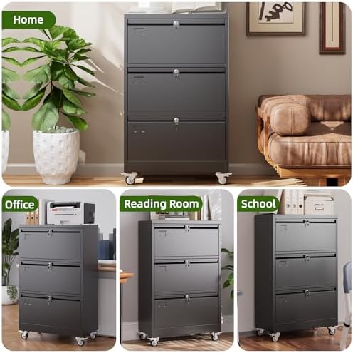 Aobabo Lockable 2 Drawer File Cabinet for Home Office – Metal Filing Cabinet with Wheels, Business Card Slot, Legal/Lett