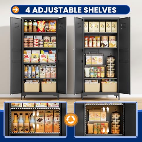 MIIIKO Metal Locker 2-Door Storage Cabinet | Versatile Accent for Kitchen, Pantry, Office, Garage | Durable Recycled Mat