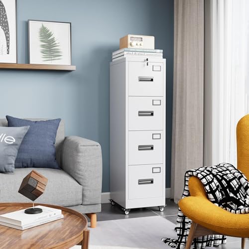 Aobabo Lockable 2 Drawer File Cabinet for Home Office – Metal Filing Cabinet with Wheels, Business Card Slot, Legal/Lett