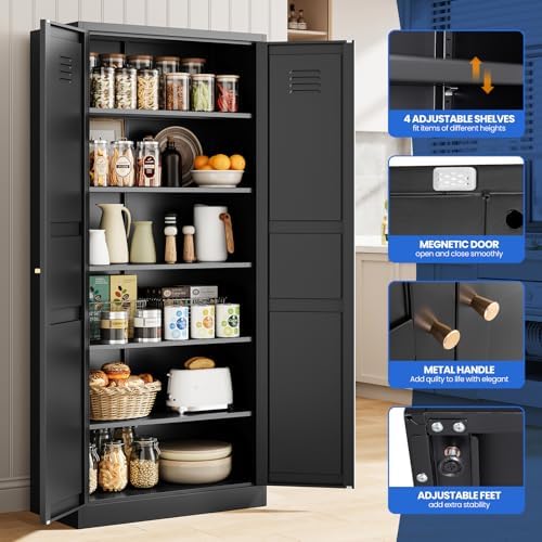 MIIIKO Metal Locker 2-Door Storage Cabinet | Versatile Accent for Kitchen, Pantry, Office, Garage | Durable Recycled Mat