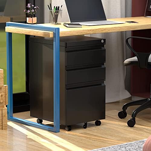 Aobabo Lockable 2 Drawer File Cabinet for Home Office – Metal Filing Cabinet with Wheels, Business Card Slot, Legal/Lett