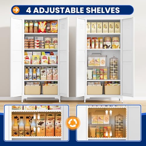 MIIIKO Metal Locker 2-Door Storage Cabinet | Versatile Accent for Kitchen, Pantry, Office, Garage | Durable Recycled Mat