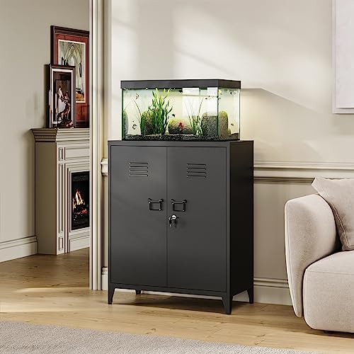 MIIIKO Metal Locker 2-Door Storage Cabinet | Versatile Accent for Kitchen, Pantry, Office, Garage | Durable Recycled Mat