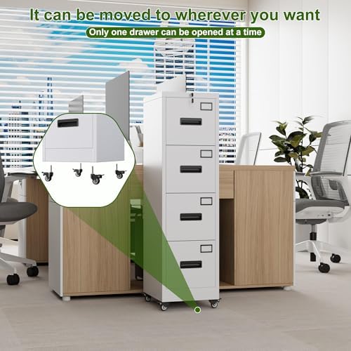 Aobabo Lockable 2 Drawer File Cabinet for Home Office – Metal Filing Cabinet with Wheels, Business Card Slot, Legal/Lett